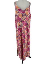 Old Navy Women's Peach Floral Sleeveless V-Neck Tie Back Maxi Dress Size XL