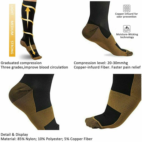 (3 Pairs) Compression Socks Stockings Graduated Support Men's Women's S-XXXL - Picture 9 of 18