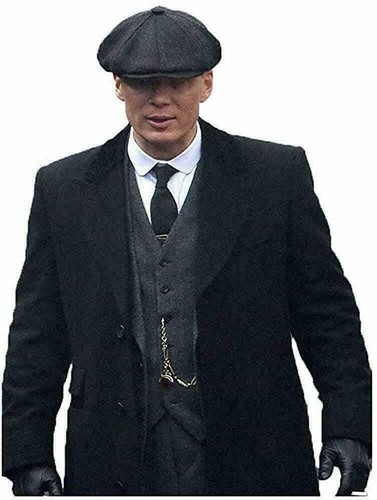 Mens 3/4 Long Black Wool Crombie 