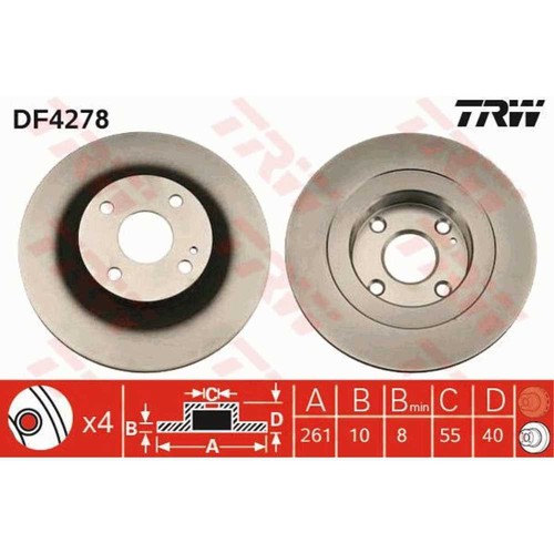 TRW 2X Disque De Frein Arrière 261 Complet Pour Mazda 323 F VI BJ DF4278 - Photo 1/2