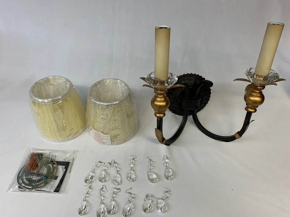 Aplique de pared Metropolitan estilo vela bronce francés - dorado - cristal Foto 2 de 4