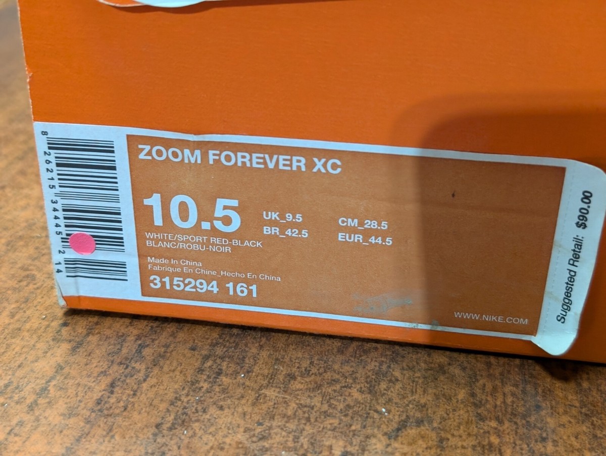 Nike Zoom Forever XC Cross Country Shoes Mens Sz 10.5 Spikes NIB White Sport Red New Track and Cross-Country Spikes | 2022 Racing Shoes main image 2