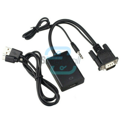 VGA Male To HDMI Output 1080P HD Audio TV AV HDTV Video Cable Converter Adapter