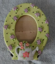 Vintage Sm Oval  Miniature Picture Photo Frames Colorful Floral Garden 3" Gift