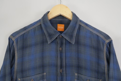 Camisa Hugo Boss Para Hombre Cuadros Talla Mediana Manga Larga Azul - Imagen 3 de 13
