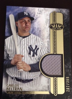 2016 TOPPS TIER ONE 1 CARLOS BELTRAN RELIC JERSEY 202/399 YANKEES 