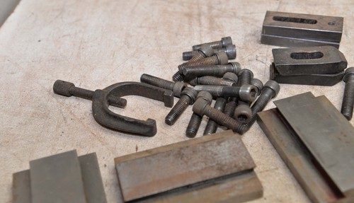 Machinist tool lot lathe hold down slides sign plate hardware & more tool lot - Picture 3 of 7
