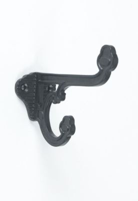 Schwarz pulverbeschichteter Gusseisen Wandhaken Mantel- oder Hutschaken - Multipack Angebot!