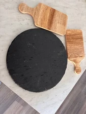 Slate and bamboo charcuterie serving pieces 