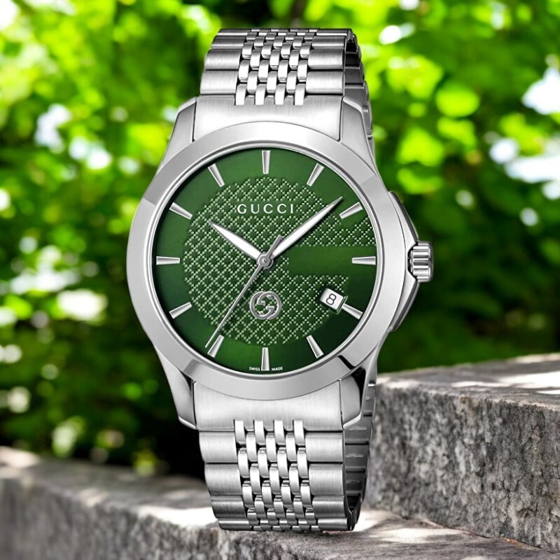 Gucci YA1264108 G-Timeless Green Dial Silver Stainless Steel 40 mm