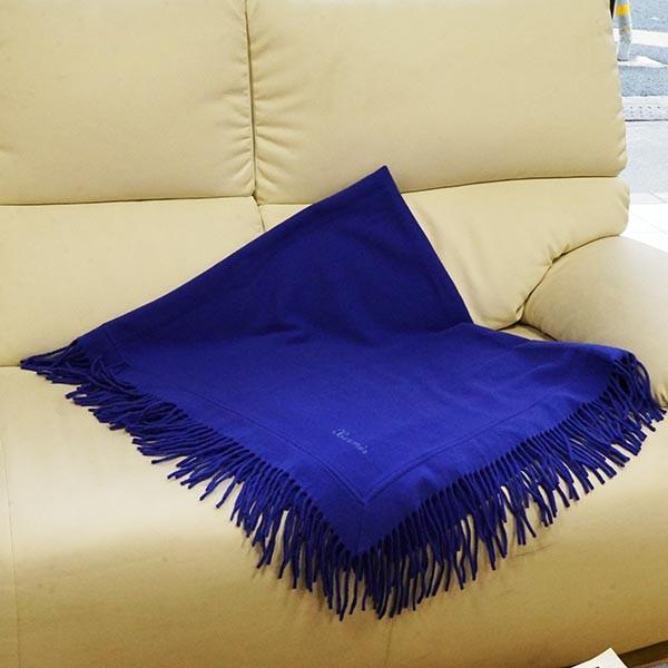 Hermes Wool Cashmere Blanket Purple Blue 128x125cm Made in Italy