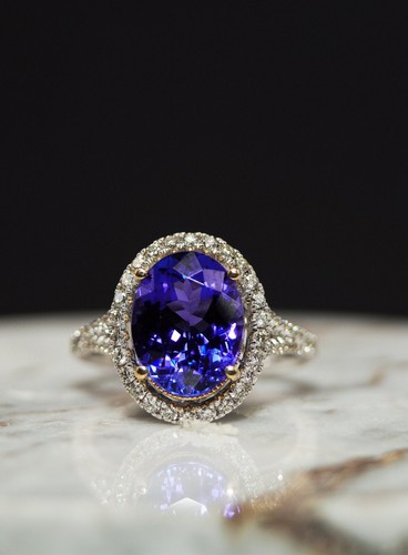 5 Ct Certified Natural Tanzanite Diamond Ring 14K Solid White Gold Ring - Picture 1 of 2