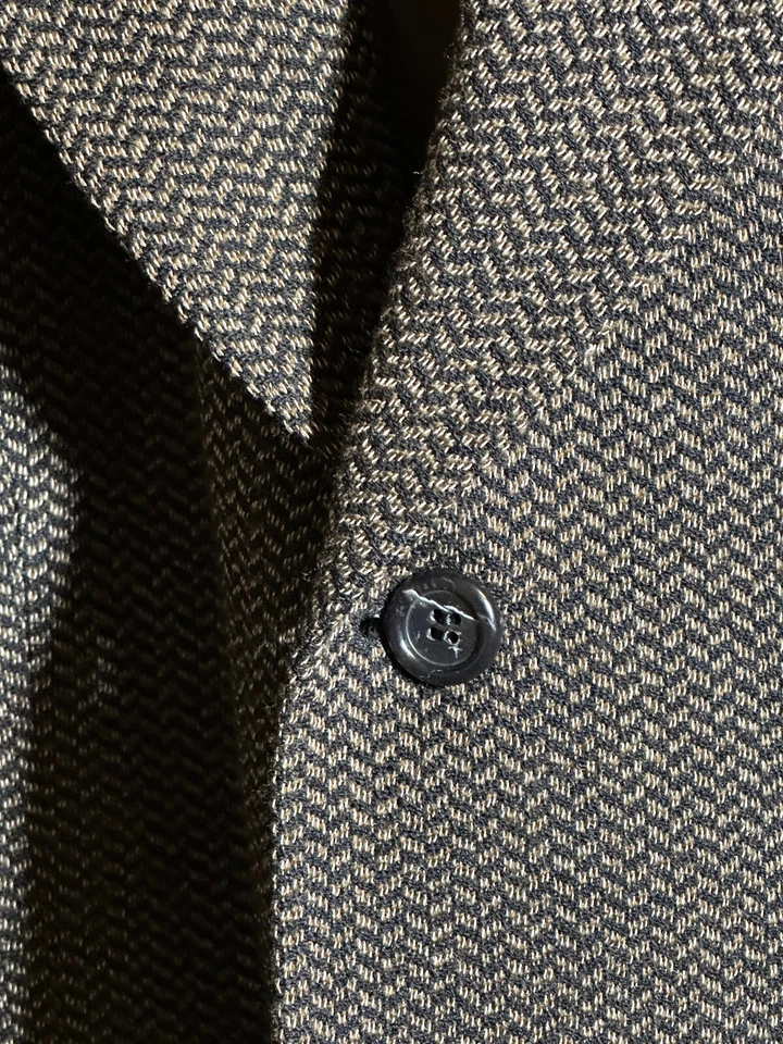 Blazer Hugo Boss Para Hombres 44R Tostado Negro Espiga Chaqueta de Lana Hecha en EE. UU. Foto 2 de 4