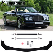 For Bentley Azure 2001+ Gloss Front Bumper Lip Spoiler Splitter + Strut Rods