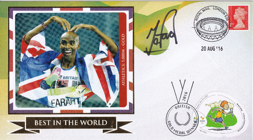 2016 Rio Olympics Gold Medal Sir Mo Farah Signed 5000m cover