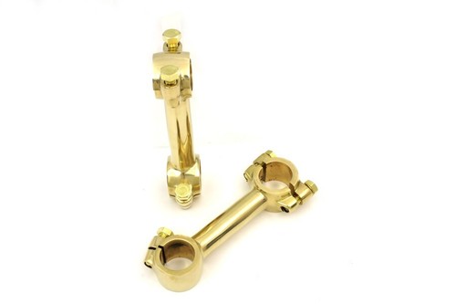 4" Dog Bone Riser Set Brass for Custom Harley with 1" Bars - Picture 3 of 4
