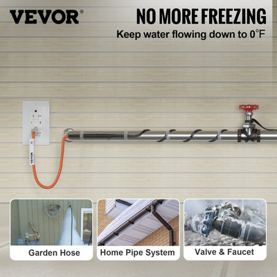 Self-Regulating Pipe Heating Cable - 120-ft 5W/ft Heat Tape for Freeze Protectio