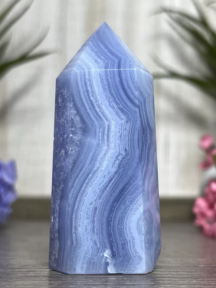 BLUE LACE AGATE TOWER Namibia Rare Chalcedony Mineral Chakra