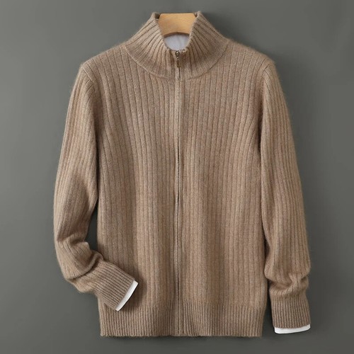 4-Colors Cashmere Coat Men's Stand Collar Cardigan Autumn Winter Jacket Sweater - Bild 3 von 28