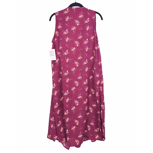 NWT LuLaRoe Joy Duster Vest Women's Sz S Red Colorful Floral Pattern Boho Hippie - Picture 4 of 10