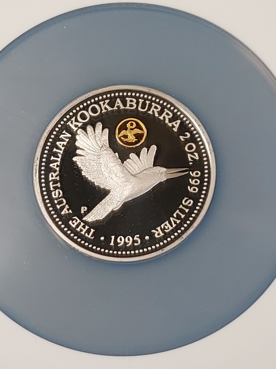 1995 Australia $2 Silver Kookaburra Proof Golden Eagle Gilt