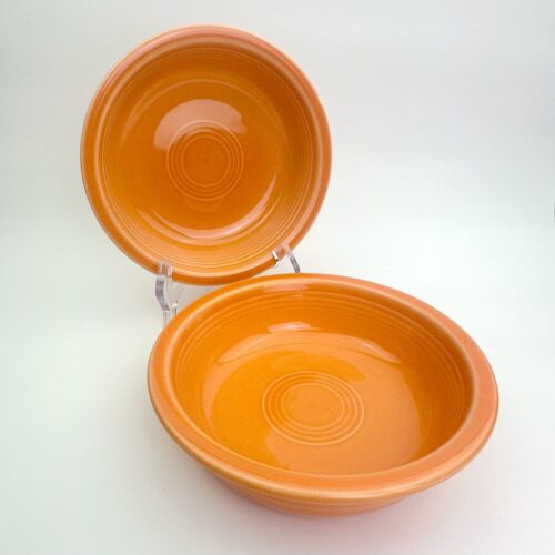 Fiesta Ware HLC Orange Bowls Soup Cereal Salad Set Of 2 7” MINT!