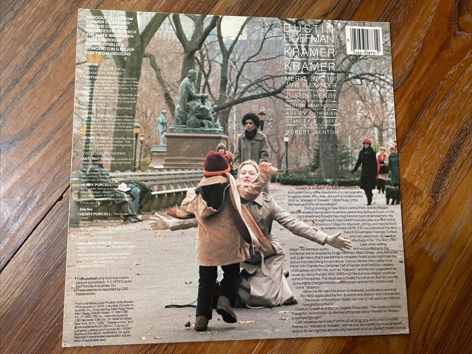 Kramer vs. Kramer Soundtrack 1980 CBS M 35873 Jacket NM- Vinyl NM