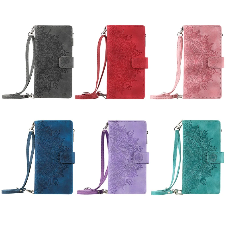 For OnePlus 8T/7T/6T/7/8 Pro Crossbody Leather Wallet Case Zip Card Flip Cover - Image 2 of 4