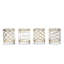 Vietri Elegant Set of 4 Double Old Fashion  - NEW