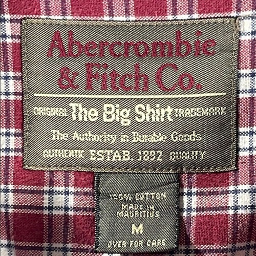 Abercrombie & Fitch mens red white plaid vintage Big Shirt button down - size M - Picture 4 of 12