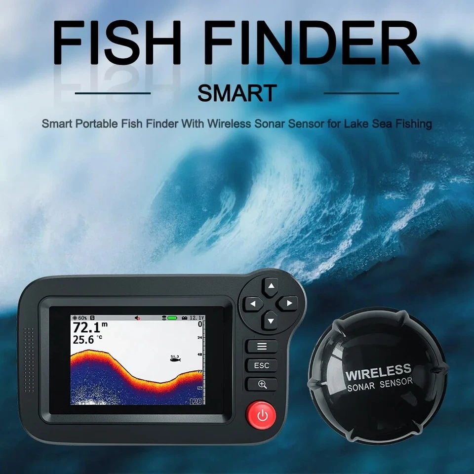 3.5in Wireless Sonar Fish Finder Underwater Depth Sounder With Fishing Detector - Image 2 of 4
