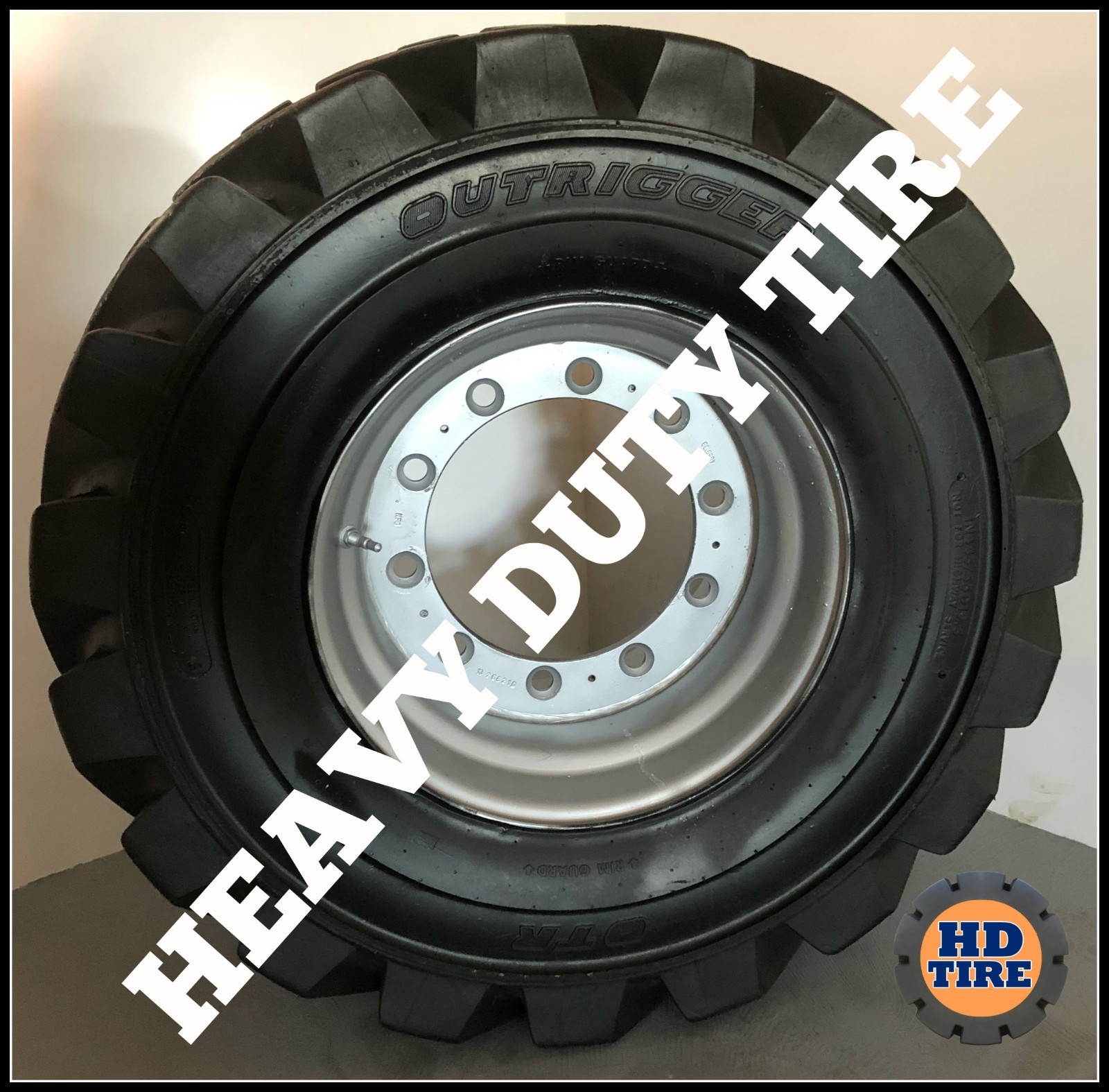 445/55D19.5 USED OTR FOAM FILLED TIRES ON 10 BOLT WHEELS , 44555D195