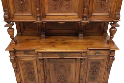 Sideboard, Italian Renaissance Revival, Monumental, Carved Walnut, 127H, 1800's! - Picture 4 of 6