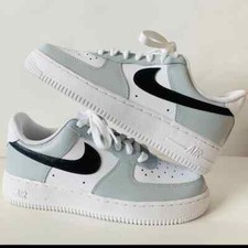 Nike Air Force 1 Custom White Shoes 'Black & Gray' Sneaker Mens Womens Kids Size
