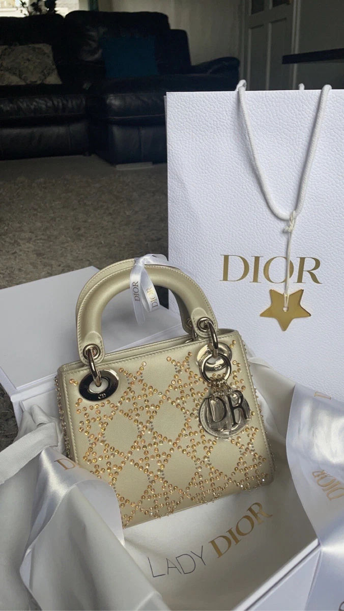 Dior Metallic Pink Cannage Leather Mini Lady Dior Tote Dior