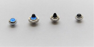 D/P Crown with blue or black stone stainless steel  Swiss made  x 3 pieces