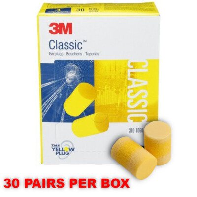 3M 310-1060 Classic Uncorded Disposable Foam Ear Plugs (30 Pair Per Box)
