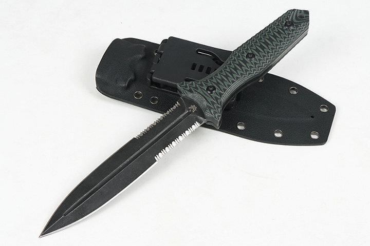 Nuevo Cuchillo de Caza Daga Táctica Mango G10 Hoja Doble Borde Dentado VTH73