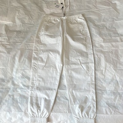 Sportmax Code Women's White Cotton Canvas Jogger Pants Drawstring Logo Size 4