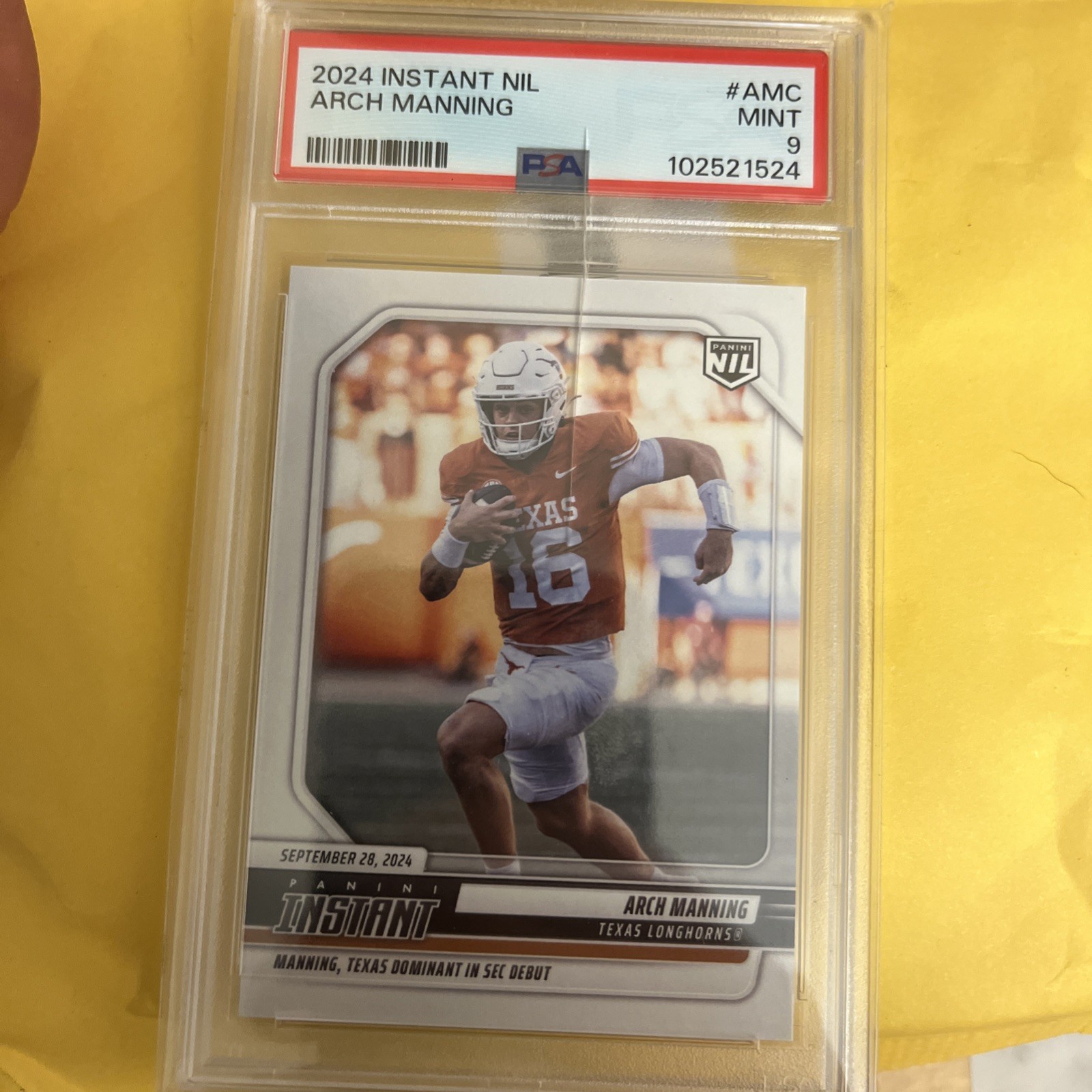 Arch Manning Panini Mint 9 Graded Card Cracked Top Order