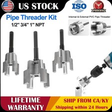 3PCS Integrated Internal  External Pipe Threading Tool, PVC Pipe Threader Kit