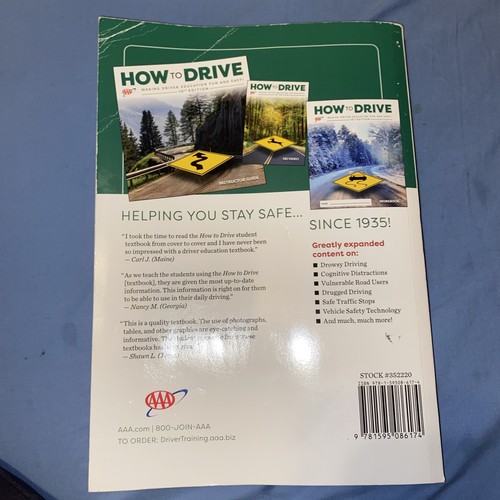 How To Drive AAA 15th Edition - Student Textbook - Paperback, by AAA - 2020 - Picture 2 of 5