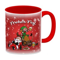 Frohes Fest Mit Lustigem Weihnachtsmotiv Kaffeebecher Rot