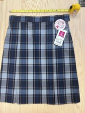 A School Apparel Blue Plaid 57 Pleated School Uniform Skirt Waist 29" Girls 14