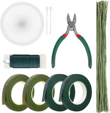DSUWAZU Floral Tape and Wire Arrangement Tools Kit, Green Tape, Boutonniere Pin 