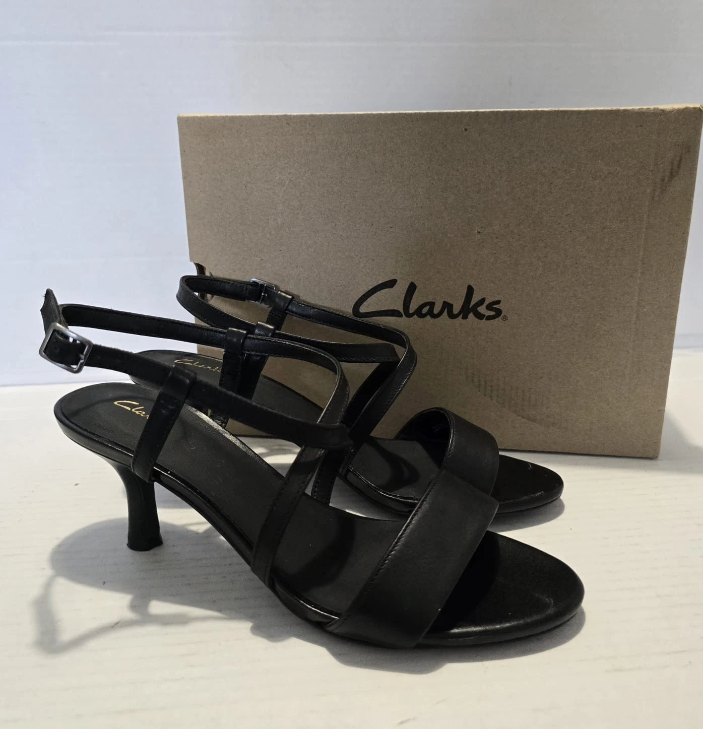 SANDALI STILETTO DONNA CLARKS AMALI FIBBIA PELLE ABITO SLINGBACK CINTURINO UK 6