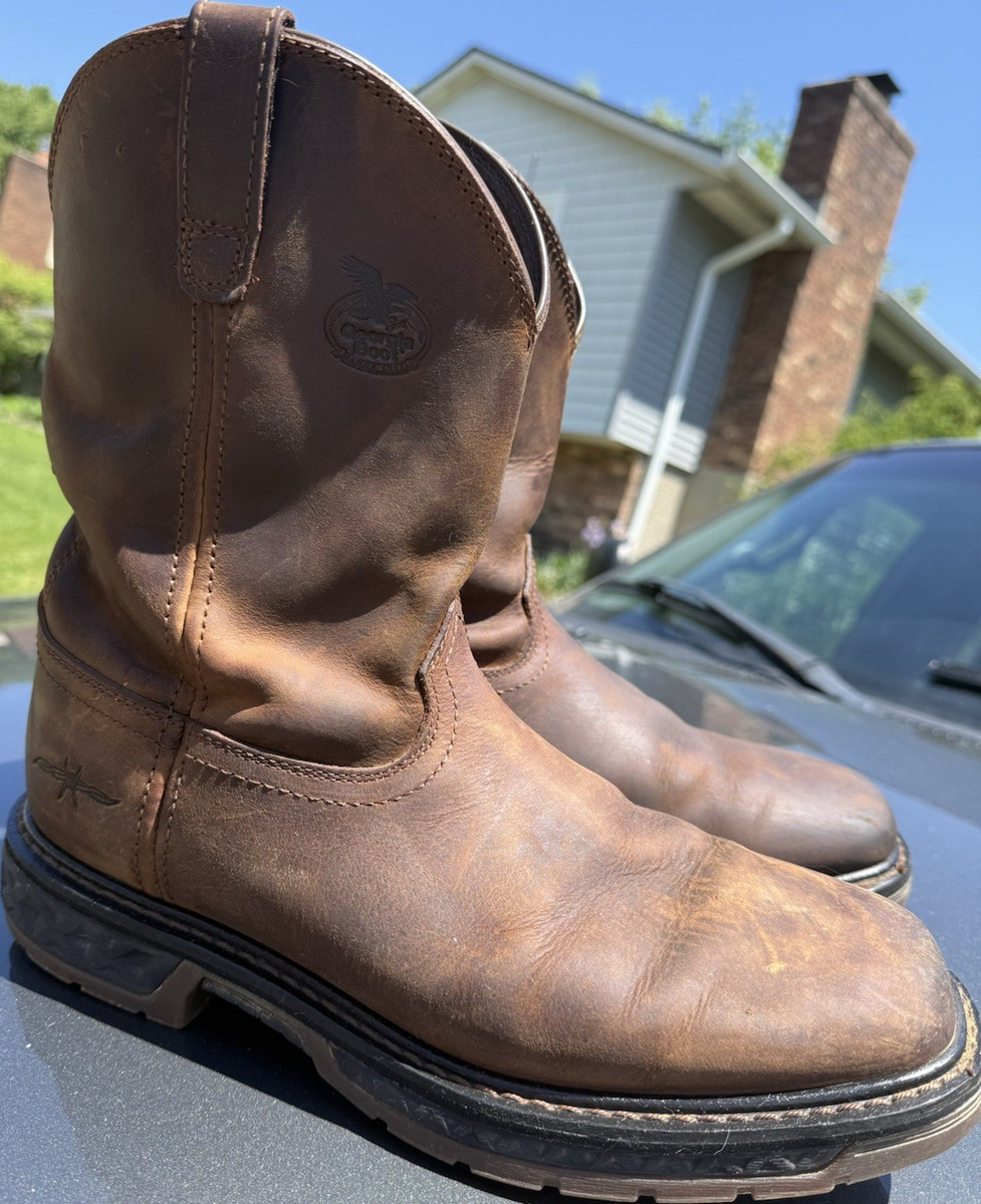 Georgia Boot Brown Leather Pull-On Wellington Work Boots  display picture 2