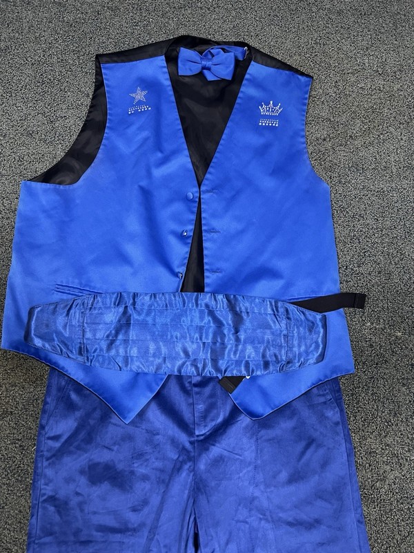 Rockstar Outfit with Vest, Bow Tie, Velvet Jeans and Cummerbund (Sz L)