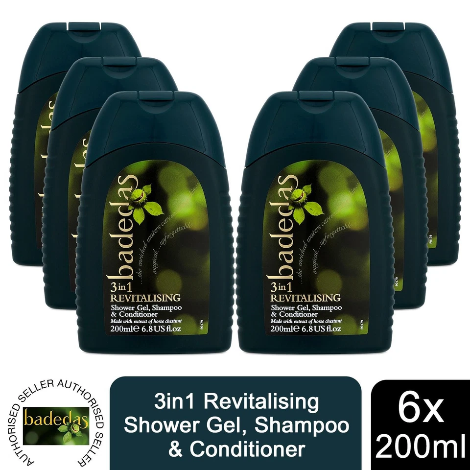 Badedas 3in1 Revitalising Shower Gel, Shampoo & Conditioner 200ml, 6 Pack