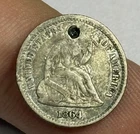 1864 P Or S HOLED Seated Liberty Half Dime Key Date